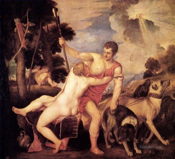 Desnudo Painting - Venus y Adonis 1553 desnudos Tiziano Tiziano